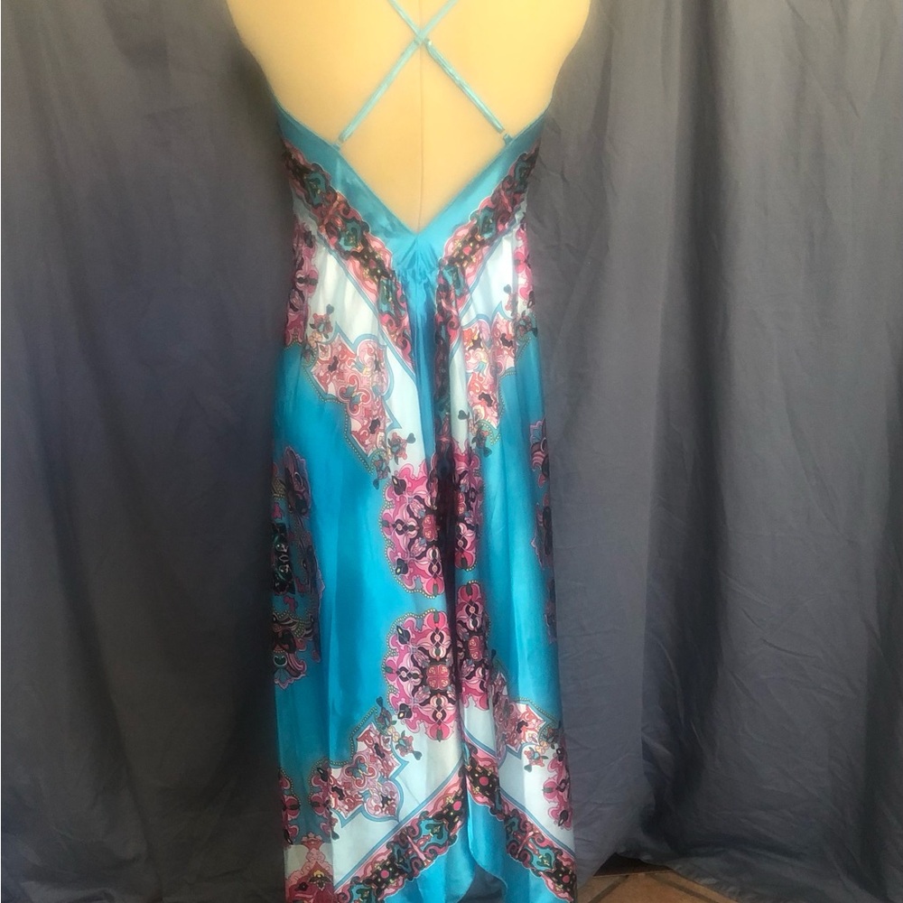 Blue and Pink Spaghetti Strap Maxi Sundress - Picture 4 of 16